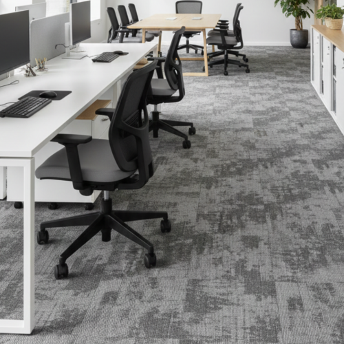 NEUTRAL GRID CARPET PLANKS